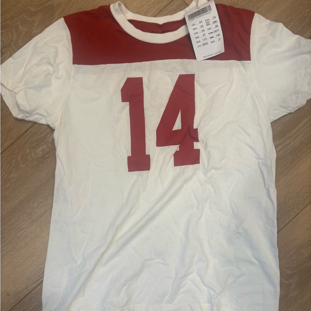 Brandy Melville White and Red Graphic Tee